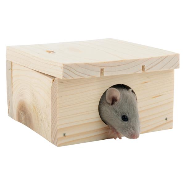Domek dřevo křeček, myš rovná střecha 10 x 6 x 10 cm