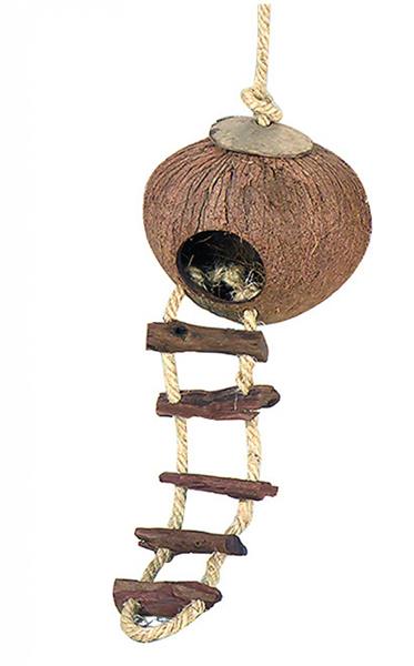 Domek kokos křeček se žebříkem, EBI prům. 13 x 13 cm