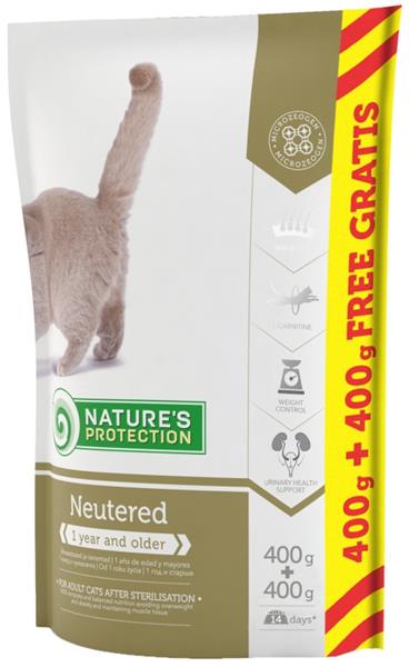 Nature's Protection Cat Dry Neutered/Sterilised 400 g + 400 g