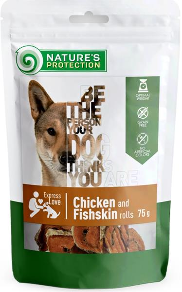 Nature's Protection Dog snack kuře a rybí kůže rolka 75 g