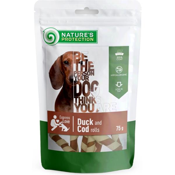 Nature's Protection dog snack kachní/rybí rolky 75 g